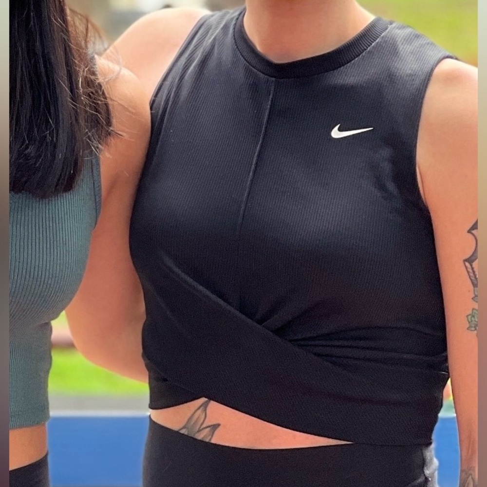 Nike Dri-Fit Front Wrap Crop Top Training Running Yoga CrossFit
